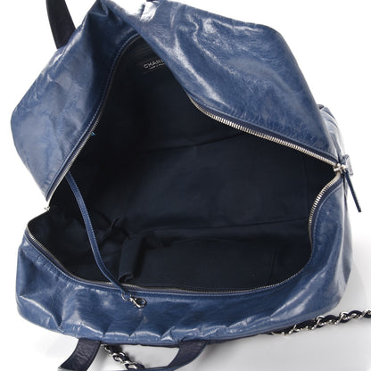 Chanel Glazed Calfskin Quilted Travel Flap Tote Blue 5 of 9