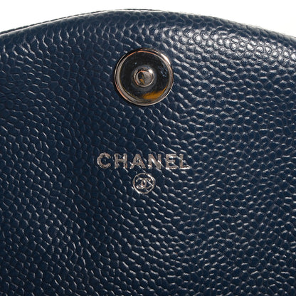 Chanel Caviar Half Moon Wallet On Chain WOC Navy Blue 7 of 9