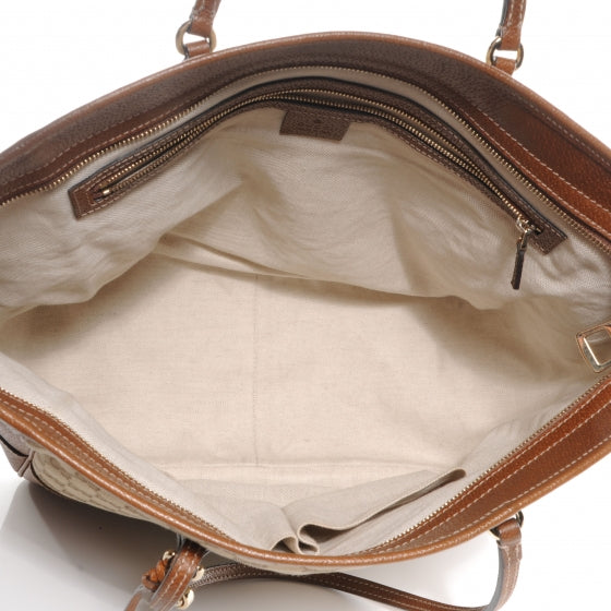 Gucci Monogram Medium Bree Zippered Tote Beige Tabacco 6 of 8