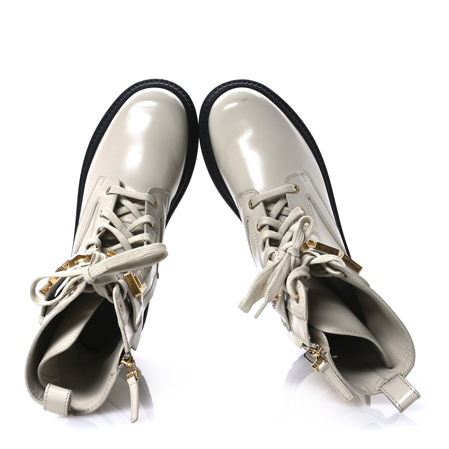 Fendi Vitello Abrasivato Fendigraphy 50mm Biker Boots 39 White 2 of 9