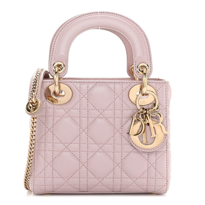 Christian Dior Metallic Lambskin Cannage Mini Lady Dior Lotus 1 of 9