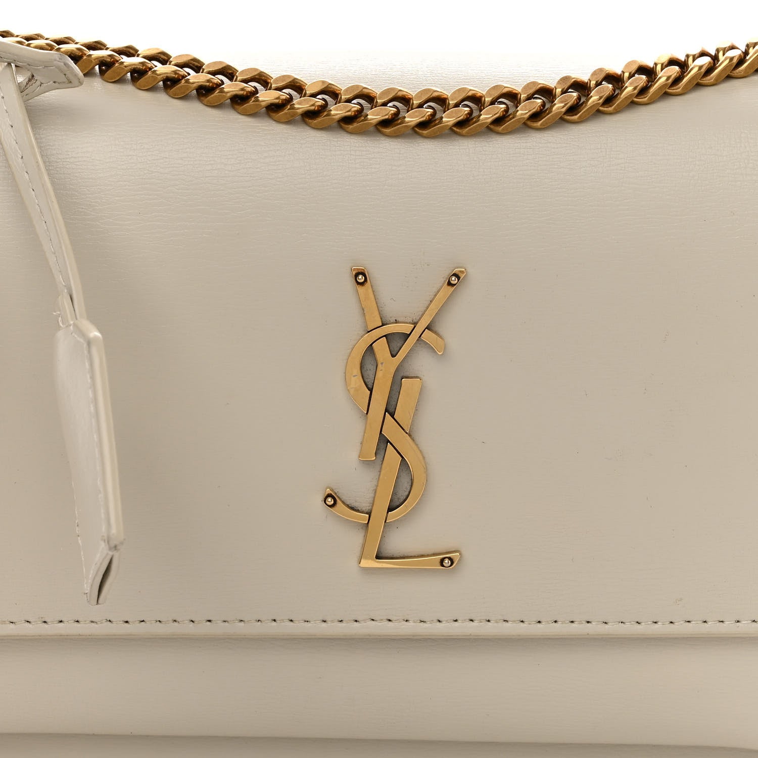 Saint Laurent Smooth Calfskin Medium Monogram Sunset Satchel Blanc Vintage 7 of 12