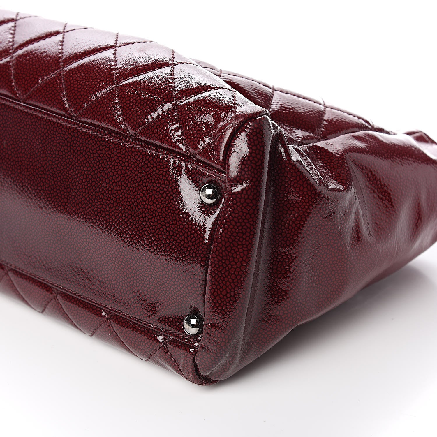 Chanel Patent Caviar Diamond Quilted Shine Small Reissue Tote Red 11 of 12