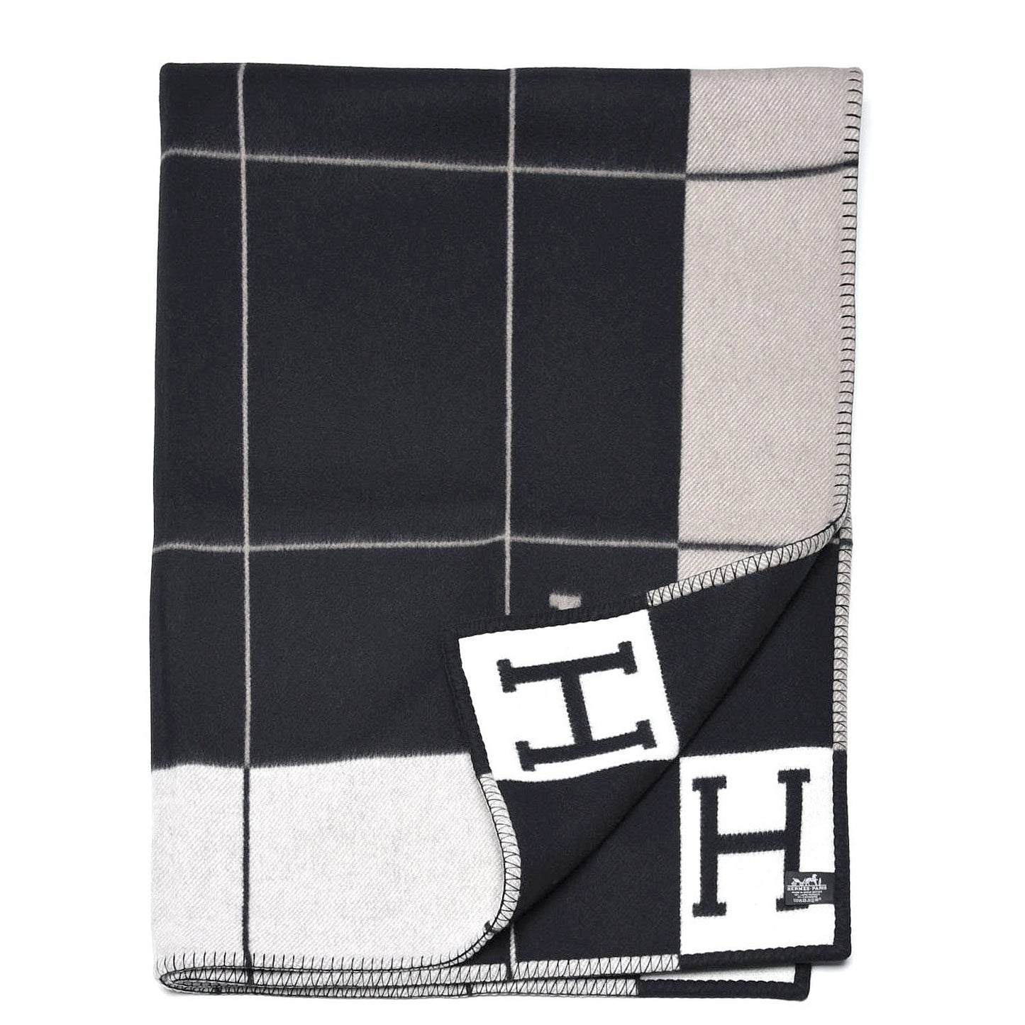 Wool Cashmere Avalon III Blanket Ecru Black