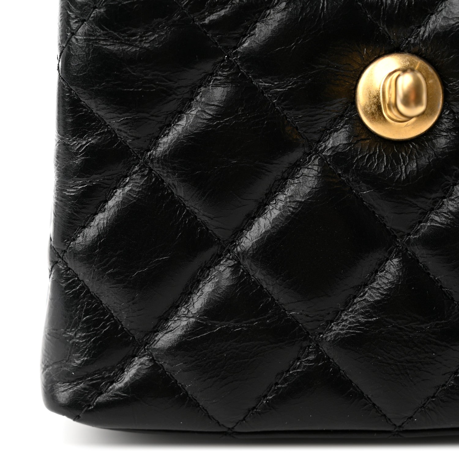 Chanel Shiny Aged Calfskin Quilted Mini Nano Kelly Shopper Black 9 of 9