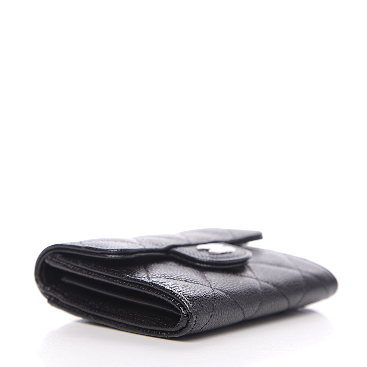 Caviar Quilted Flap Card Holder Black