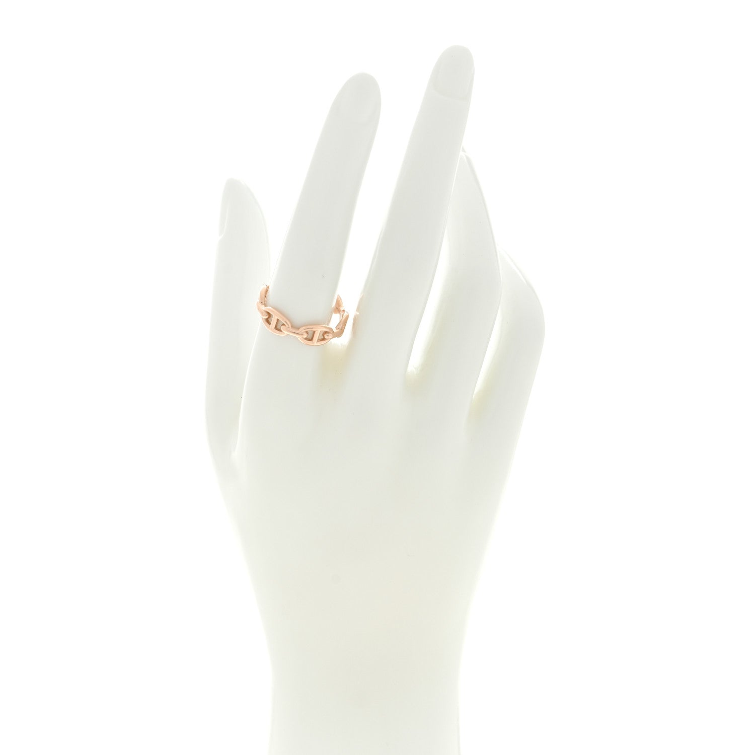 Hermes 18K Rose Gold PM Chaine d'Ancre Enchainee Ring 58 8.25 2 of 5