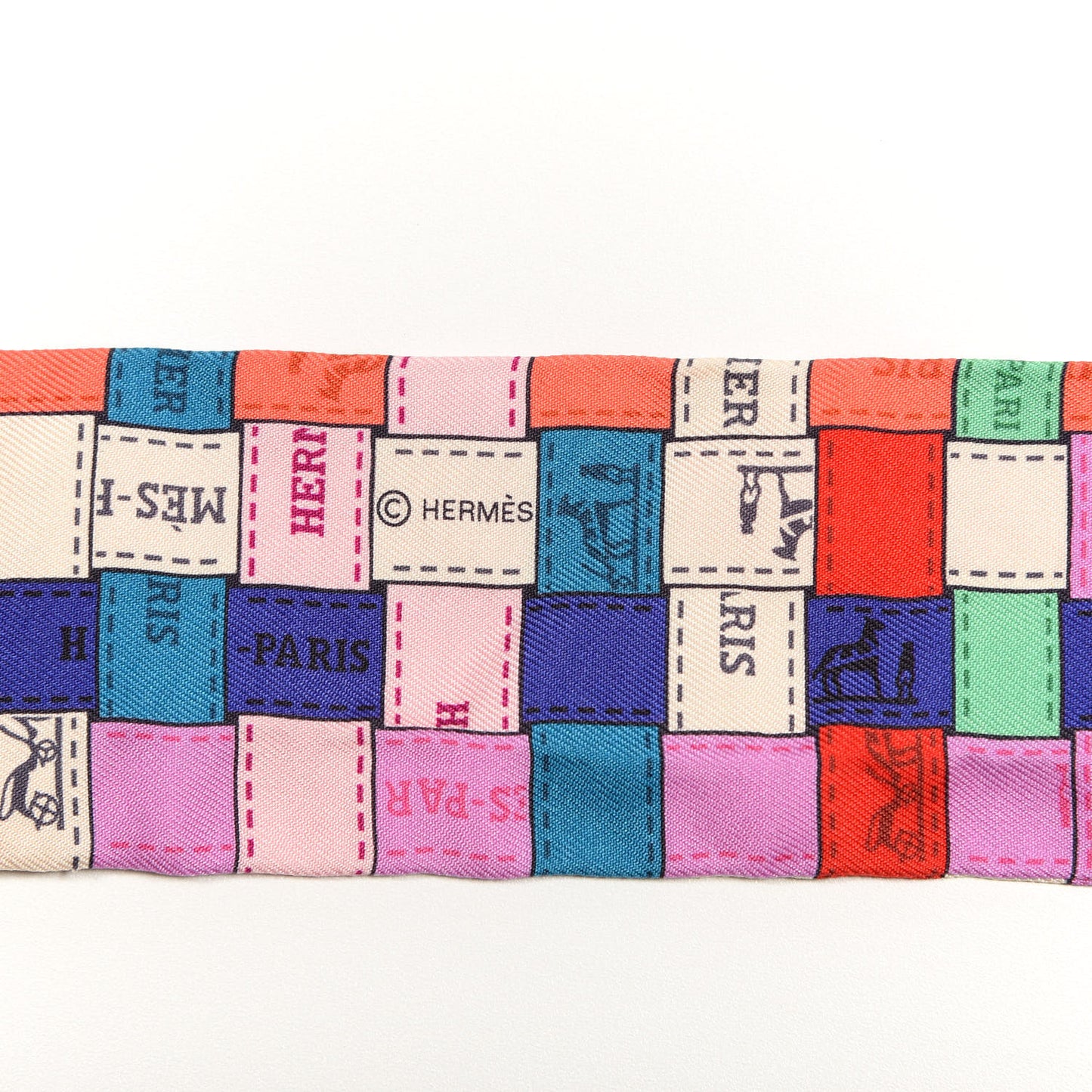 Silk Bolduc Au Carre Twilly Corail Jaune Multicolor