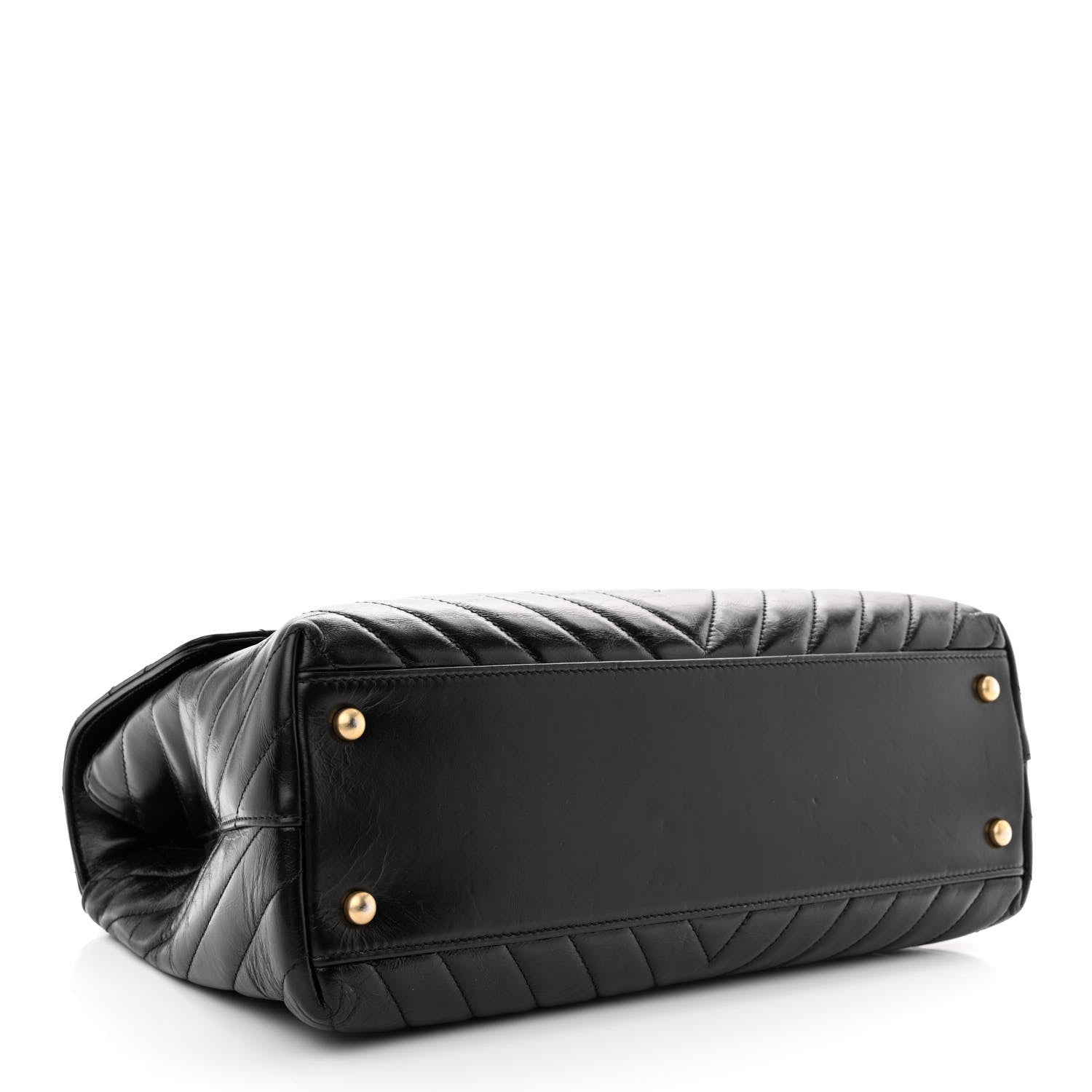Chanel Calfskin Lizard Chevron Quilted Medium Coco Handle Flap Black 4 of 15