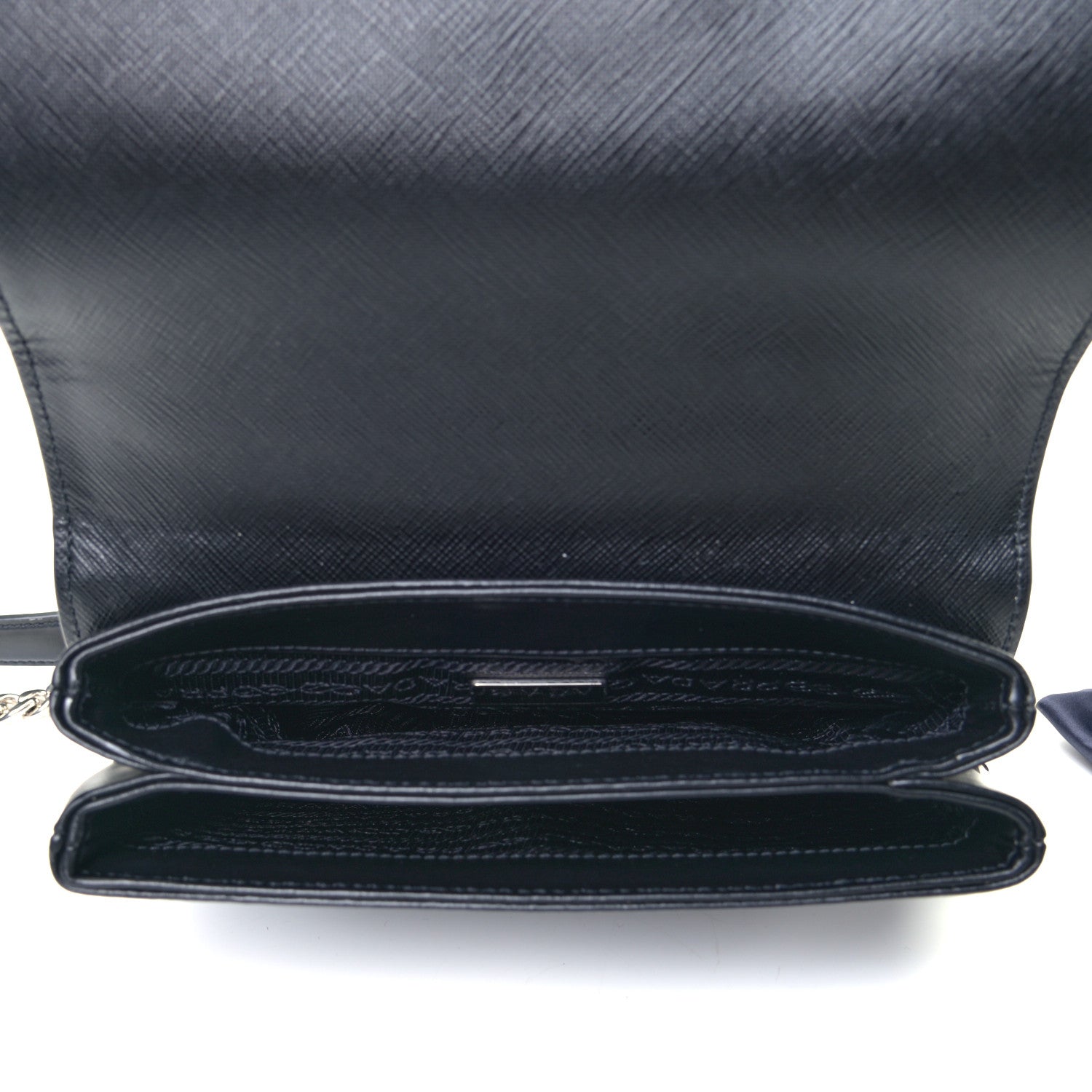 Prada Saffiano Soft Calf Chain Crossbody Bag Black 4 of 5