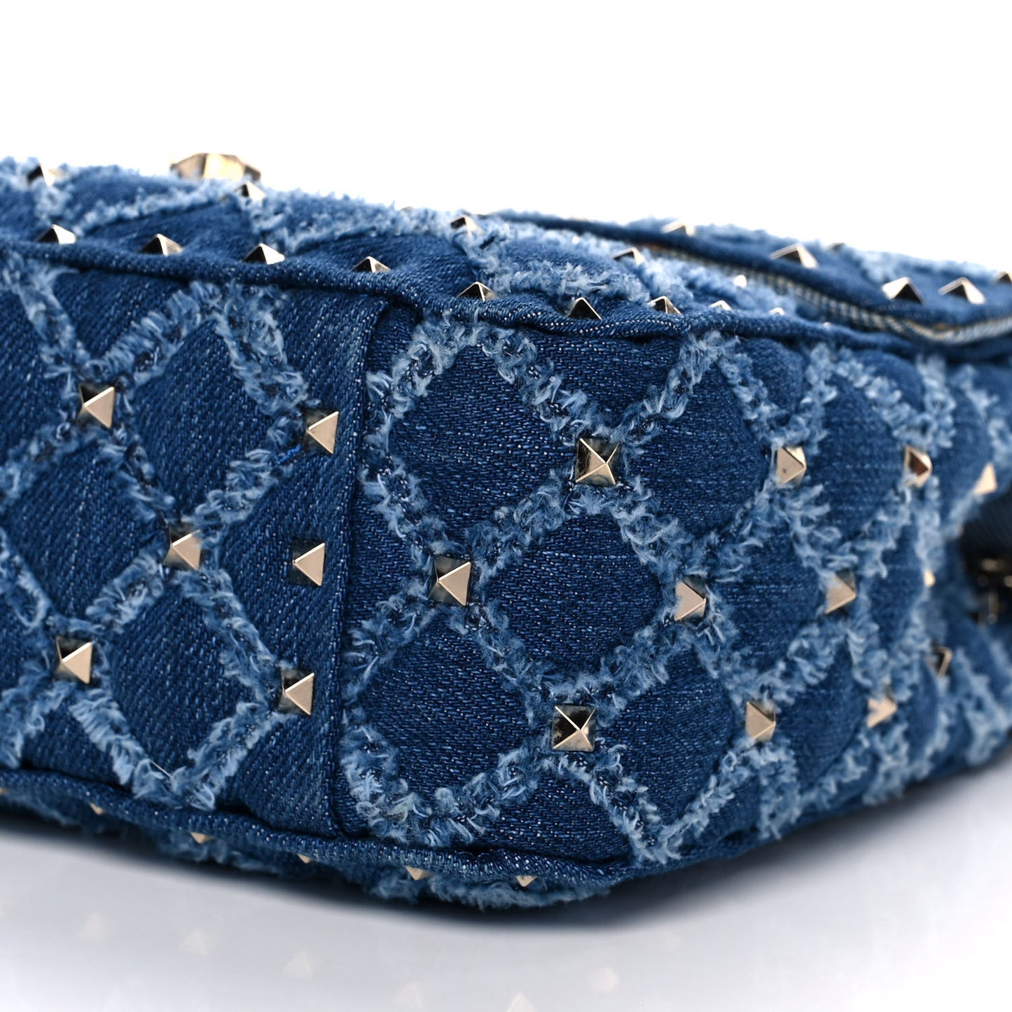 Denim Medium Rockstud Spike Shoulder Bag Denim
