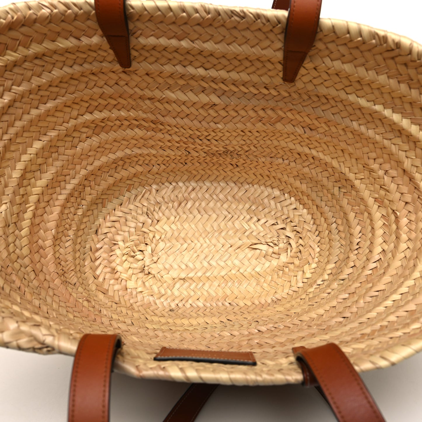 Raffia Calfskin Triomphe Medium Panier Tan