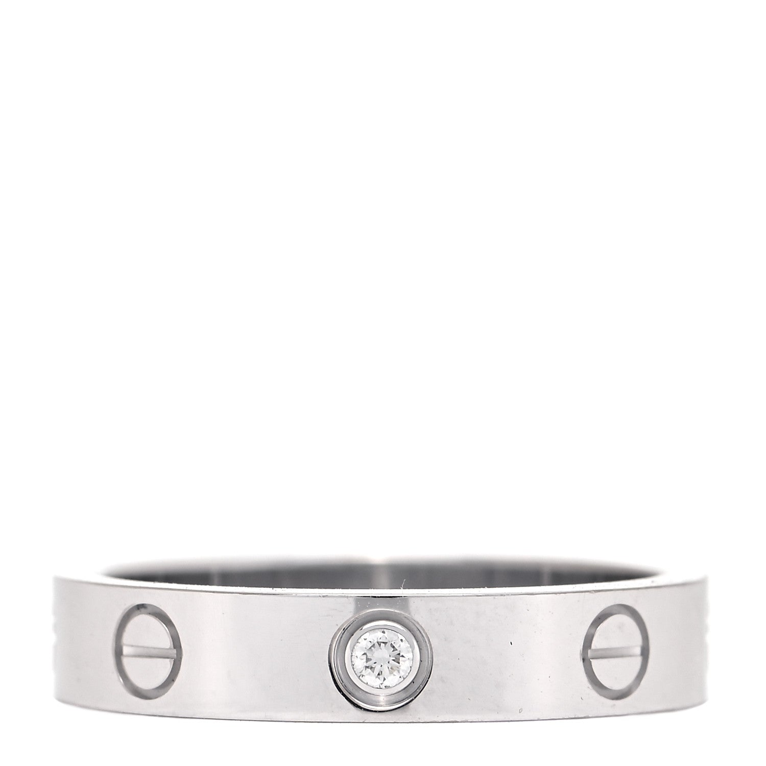 Cartier 18K White Gold Diamond 4mm LOVE Wedding Band Ring 54 6.75 1 of 8