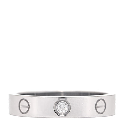Cartier 18K White Gold Diamond 4mm LOVE Wedding Band Ring 54 6.75 1 of 8