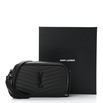 Saint Laurent Grain De Poudre Matelasse Monogram Mini Lou Camera Bag Black 9 of 9