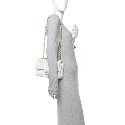 Chanel Tweed Patchwork Medium Double Flap White 2 of 10