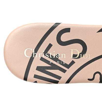 Christian Dior Canvas Union Embroidered Dway Flat Slide Sandals 40.5 Fard Black 8 of 9