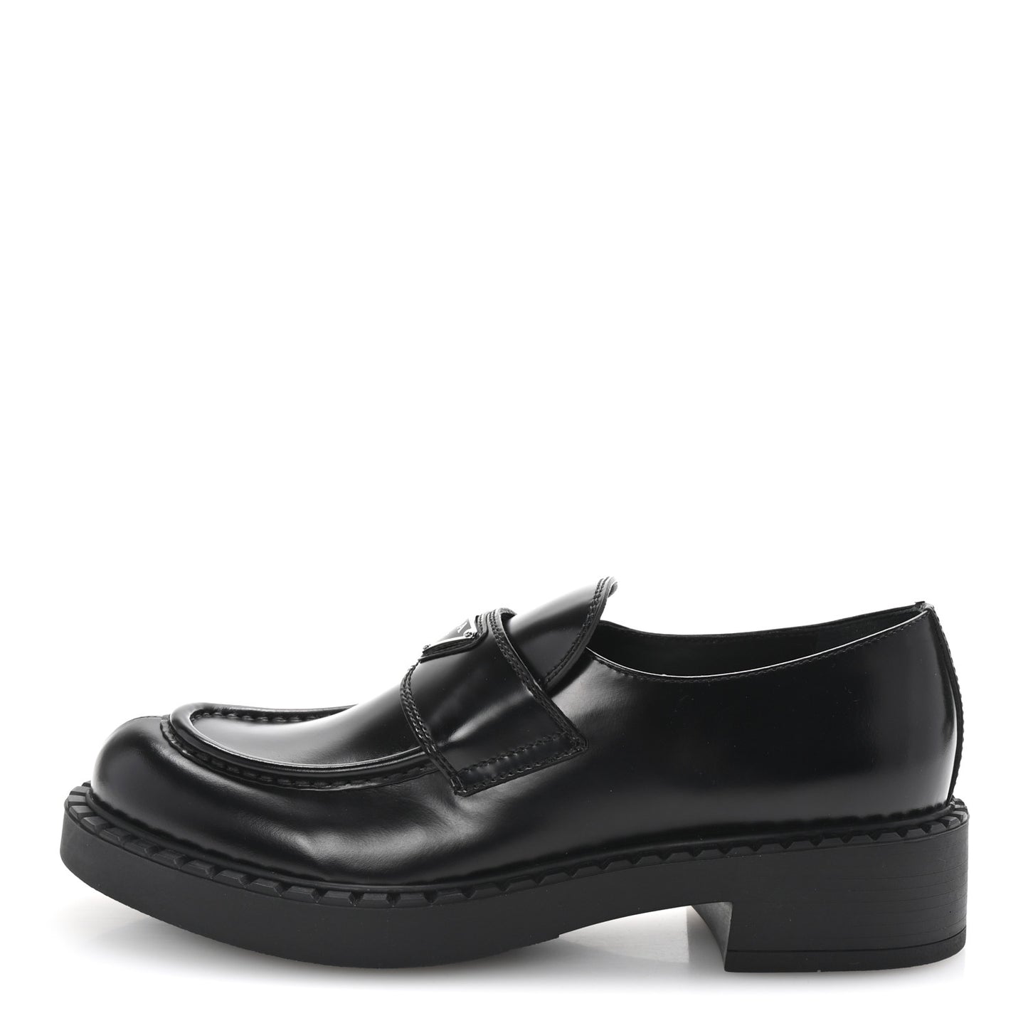 Spazzolato Metal Triangle Logo 50mm Loafers 40.5 Black