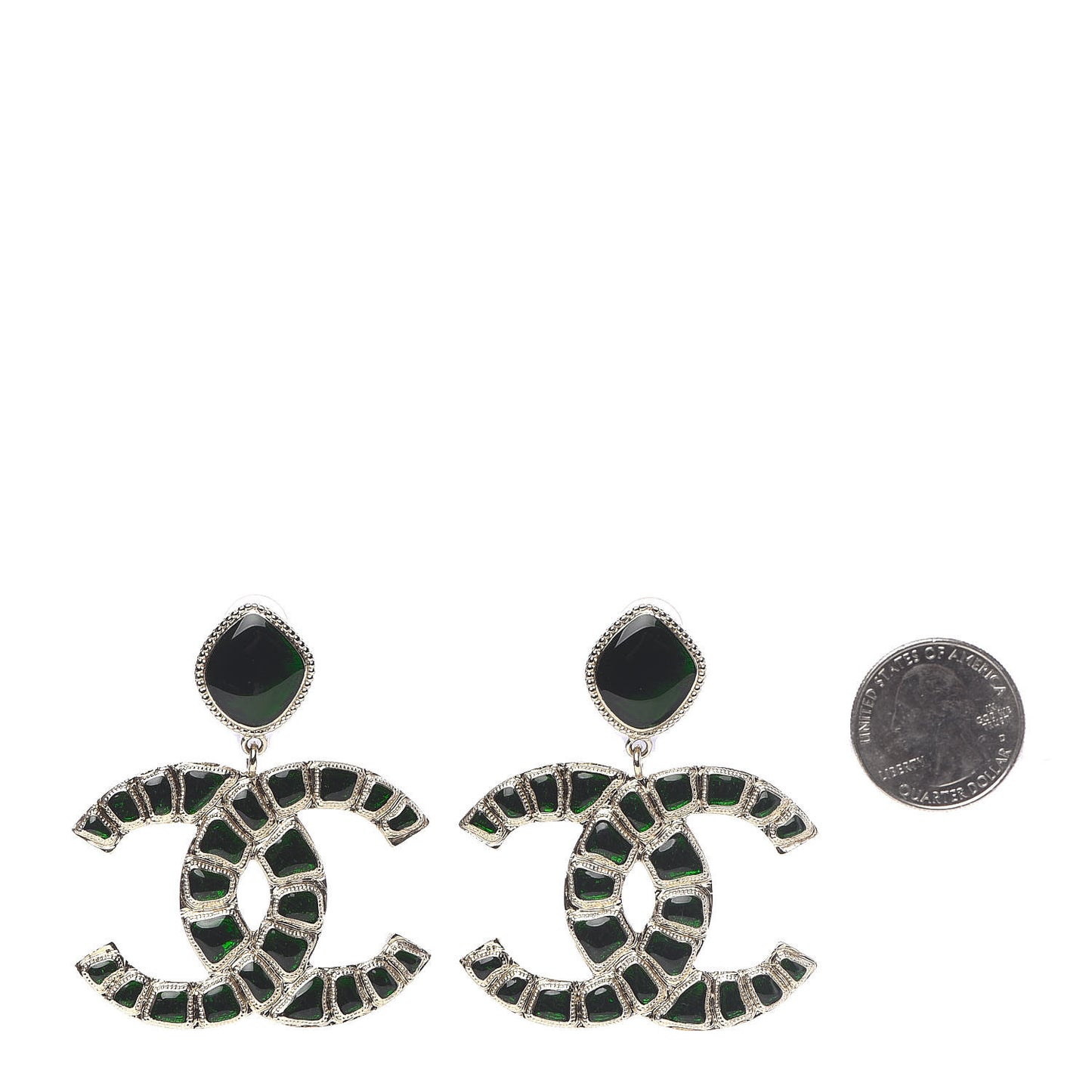 Metal Gripoix Along The Nile Clip On Earrings Gold Green
