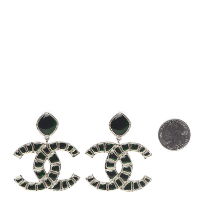 Chanel Metal Gripoix Along The Nile Clip On Earrings Gold Green 2 of 5