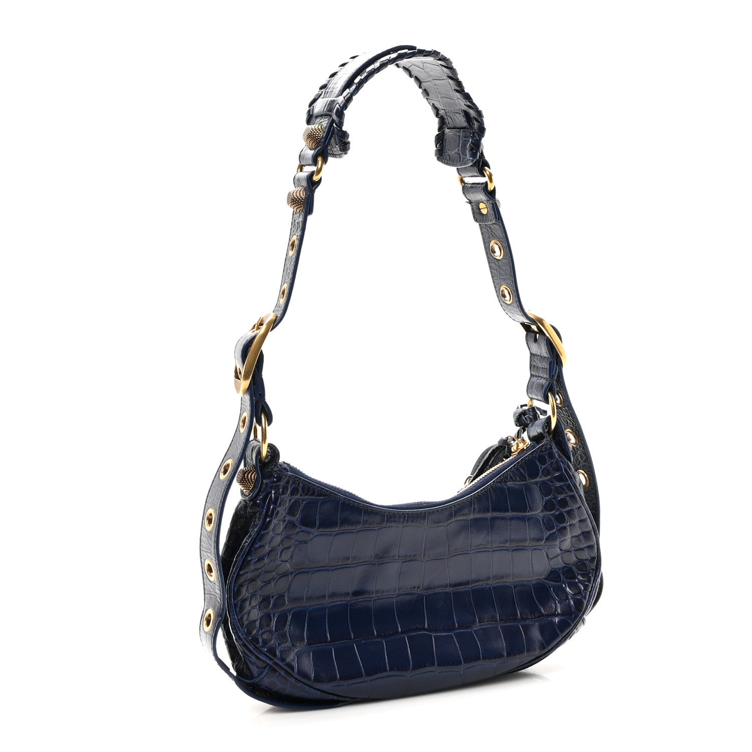 Balenciaga Extra Supple Calfskin Crocodile Embossed Le Cagole Shoulder Bag XS Indigo 4 of 11