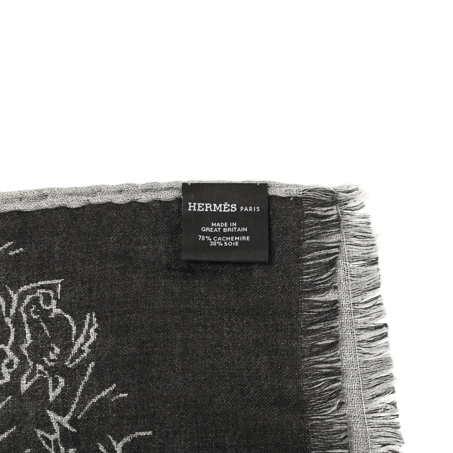 Hermes Cashmere Silk Reversible Horses Muffler Grey 3 of 5