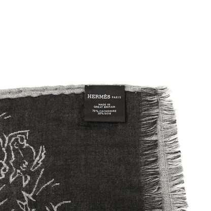 Hermes Cashmere Silk Reversible Horses Muffler Grey 3 of 5