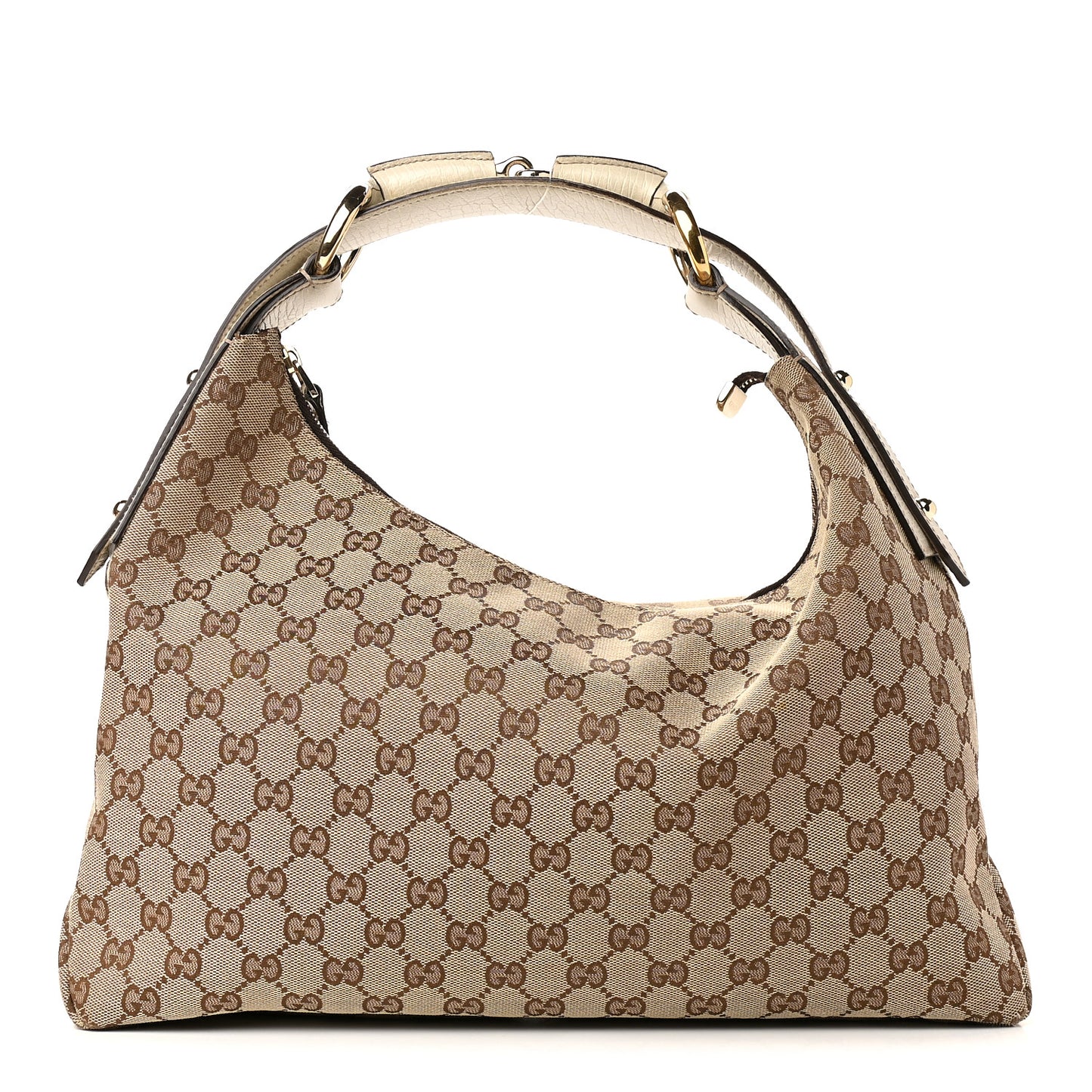 Monogram Medium Horsebit Chain Hobo Off White