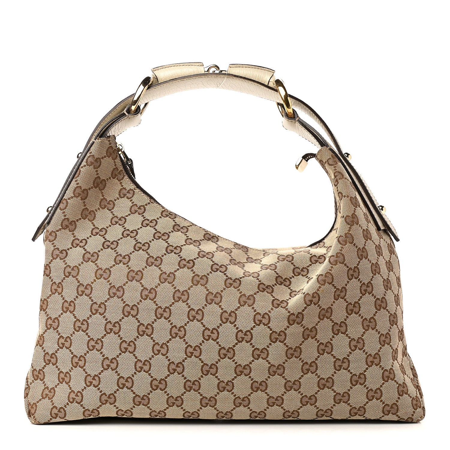 Gucci Monogram Medium Horsebit Chain Hobo Off White 1 of 12