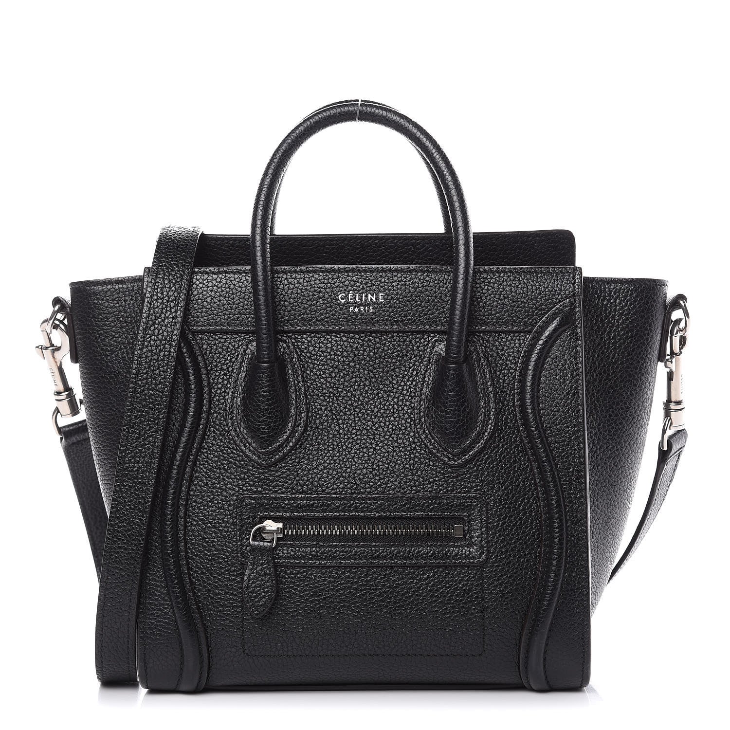 Celine Drummed Calfskin Nano Luggage Black 1 of 11