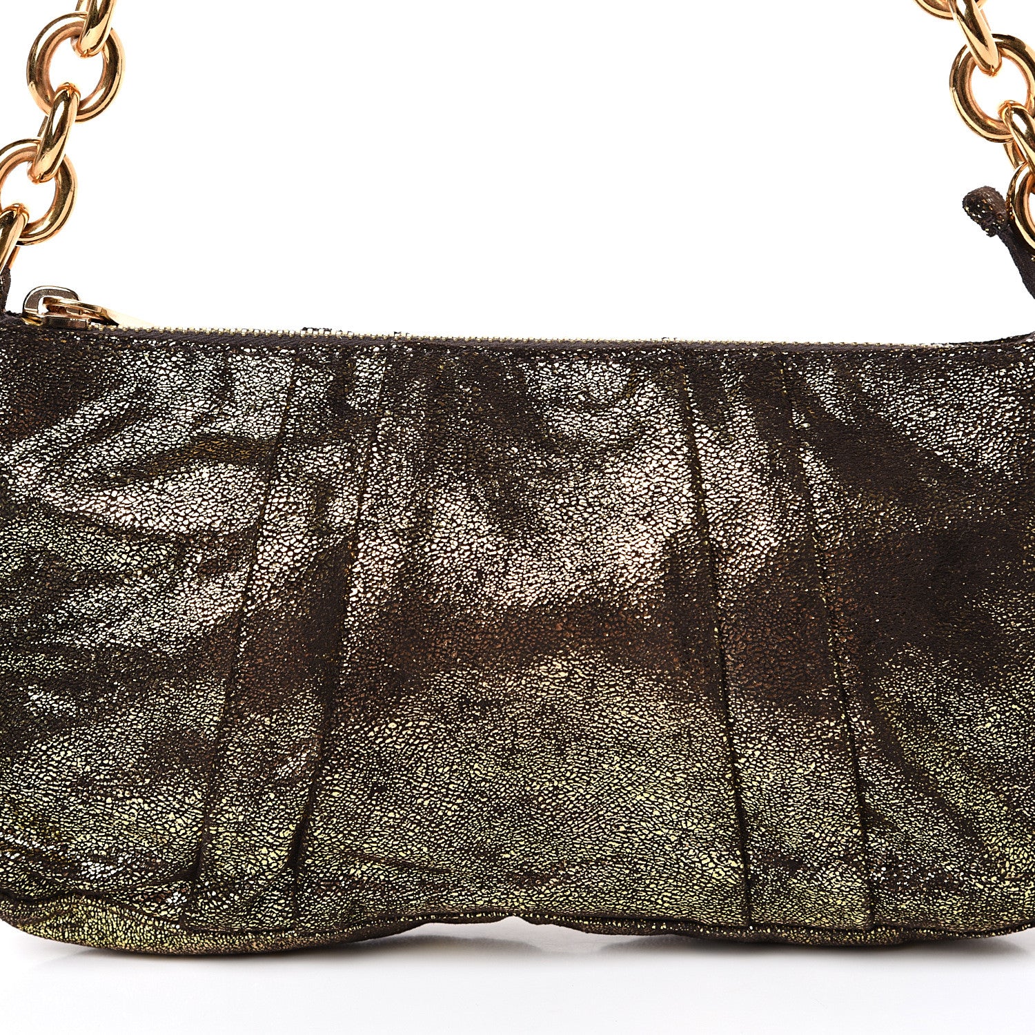 Fendi Metallic Canvas Pochette Gold 7 of 9