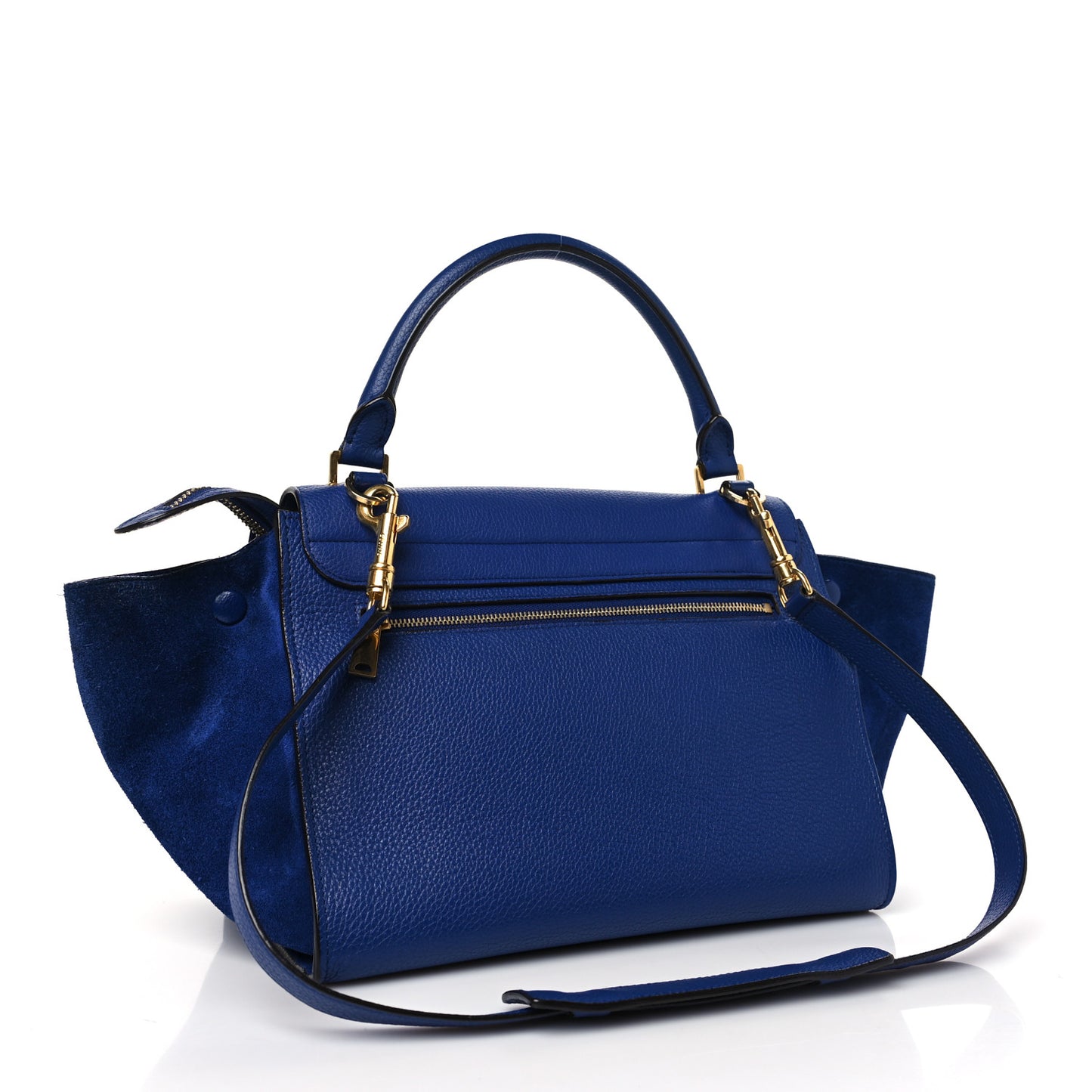Drummed Calfskin Suede Small Trapeze Indigo