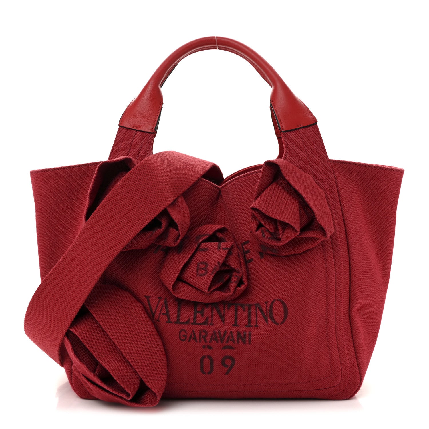 Valentino Garavani Canvas Atelier 02 Bow Edition Small Tote Bag Red 1 of 13
