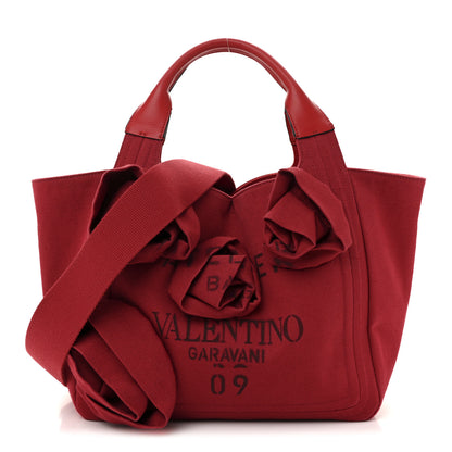 Valentino Garavani Canvas Atelier 02 Bow Edition Small Tote Bag Red 1 of 13