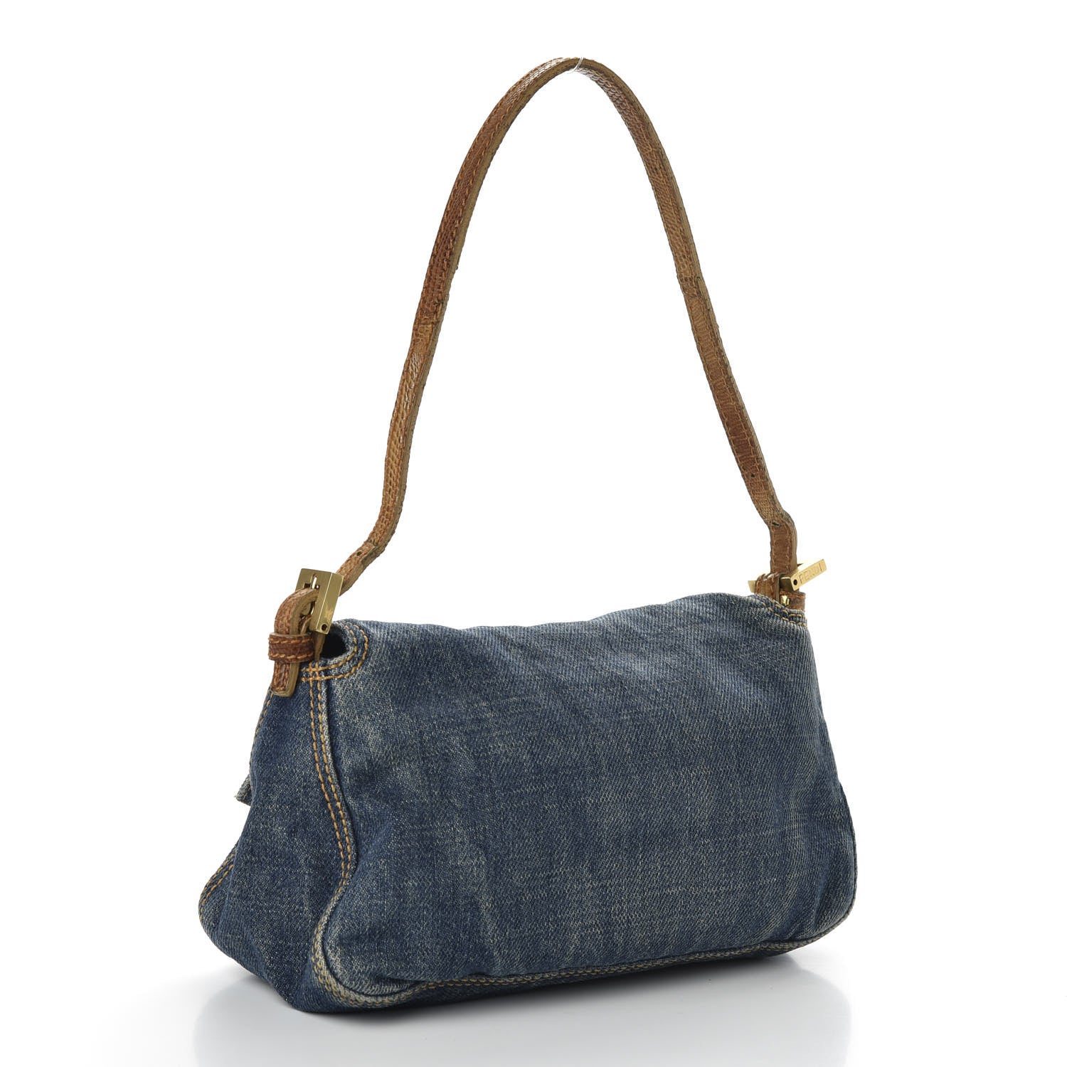 Fendi Denim Lizard Mini Mama Baguette Blue 3 of 10