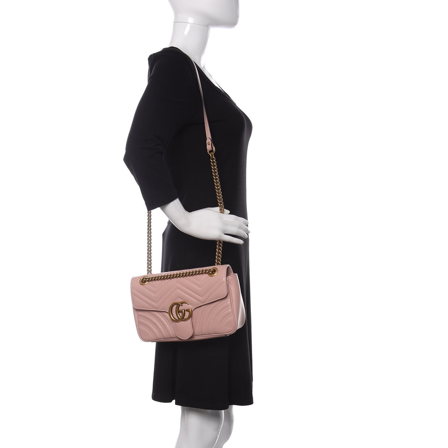 Calfskin Matelasse Small GG Marmont Shoulder Bag Perfect Pink