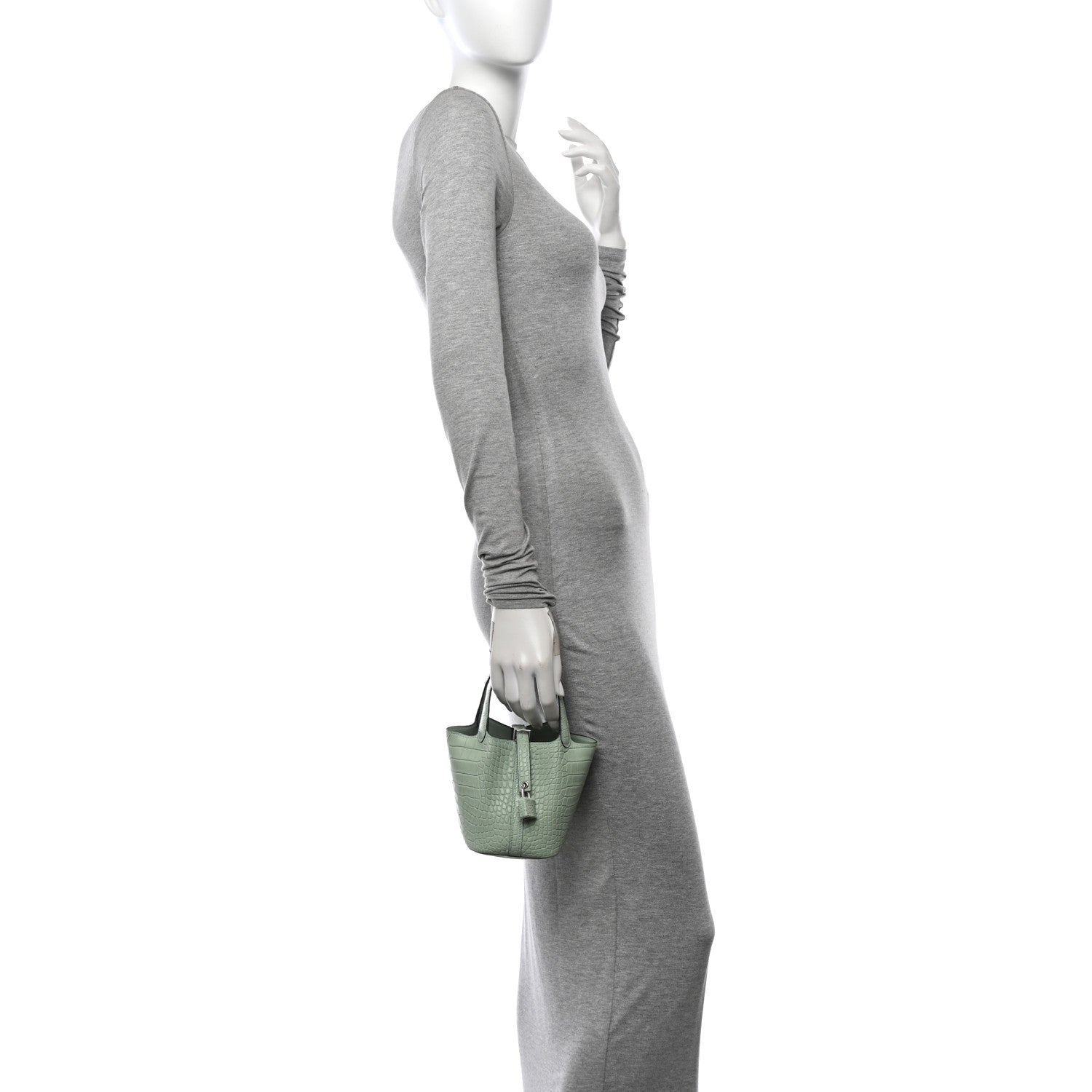 Hermes Matte Alligator Micro Picotin Lock Vert D' Eau 2 of 11