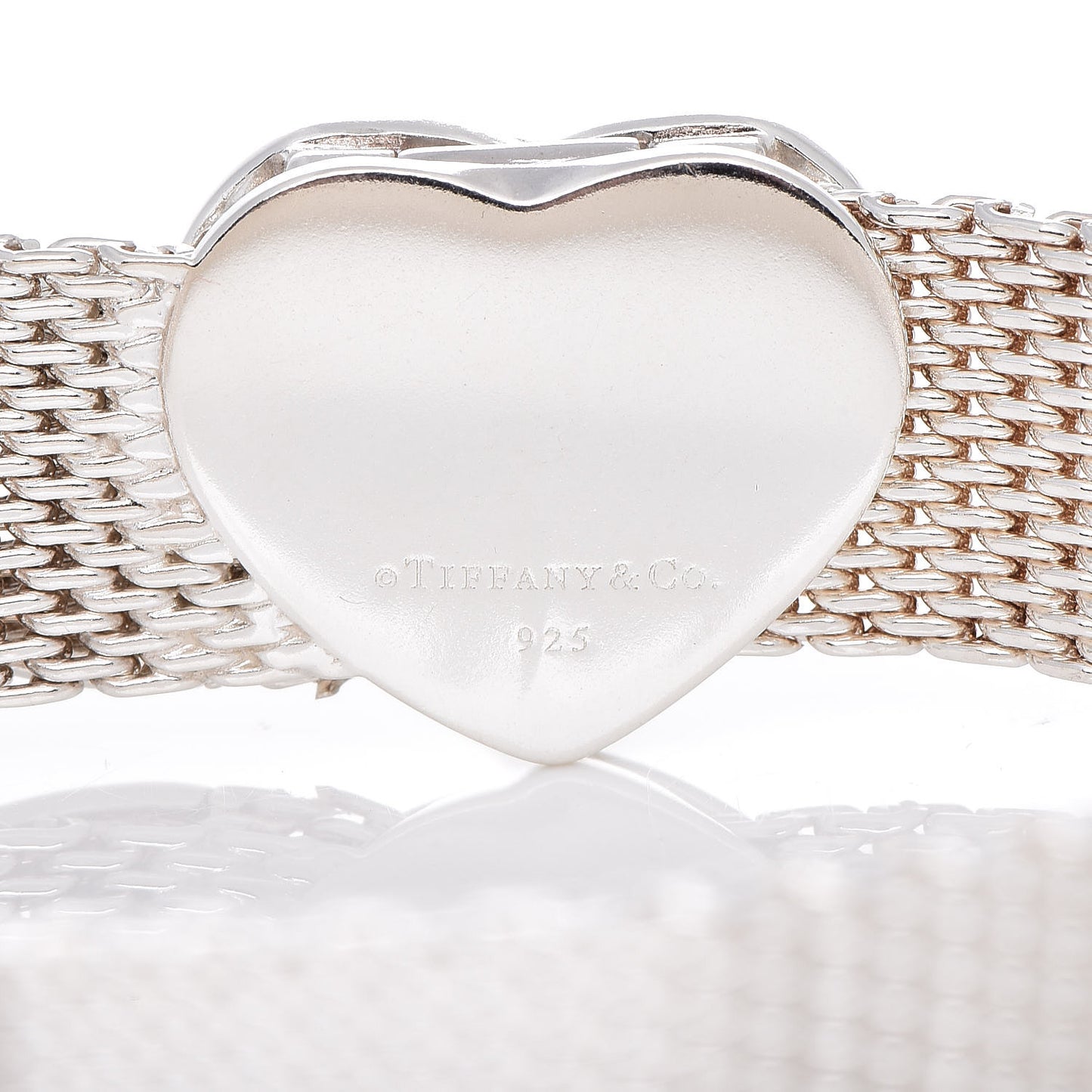 Sterling Silver Heart Buckle Mesh Bracelet