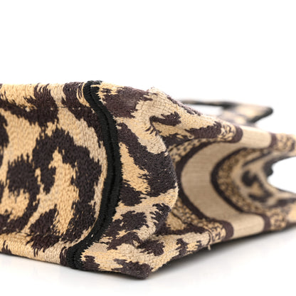 Christian Dior Canvas Mizza Embroidered Mini Leopard Book Tote Beige 10 of 11