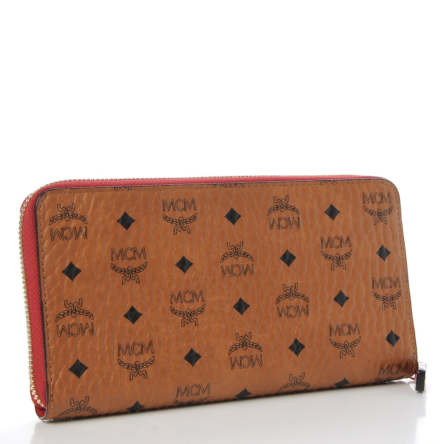 Visetos Large Zip Around Wallet Cognac Red