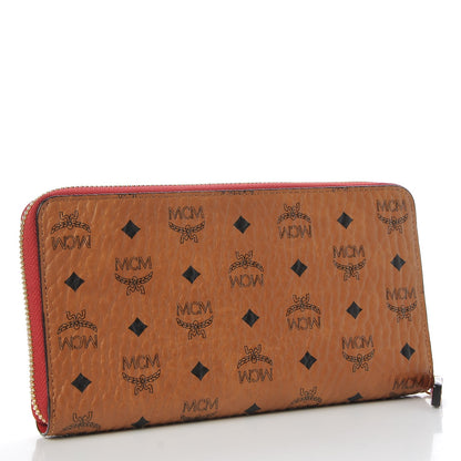 MCM Visetos Large Zip Around Wallet Cognac Red 3 of 10