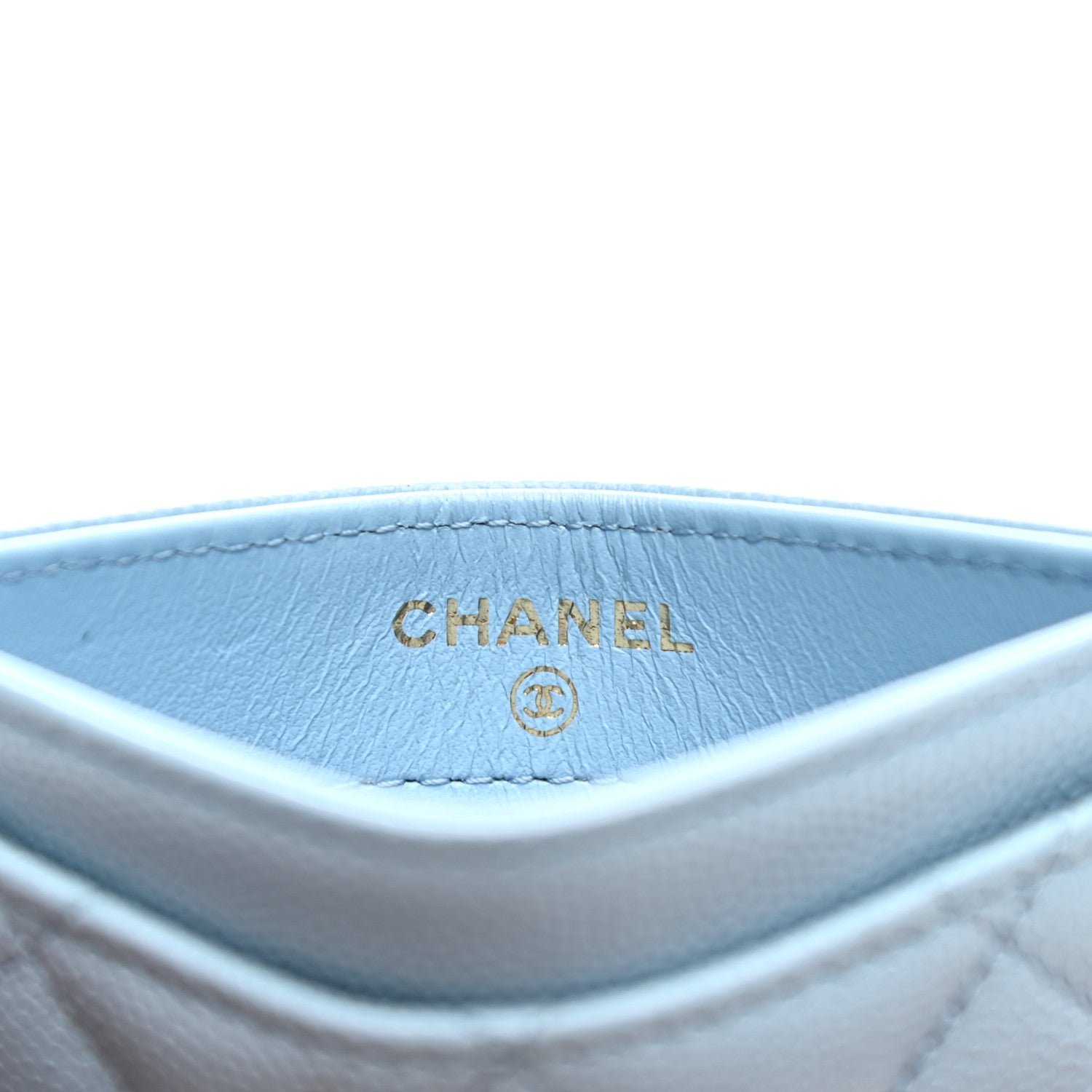 Chanel Caviar Quilted Card Holder Light Blue 6 of 9