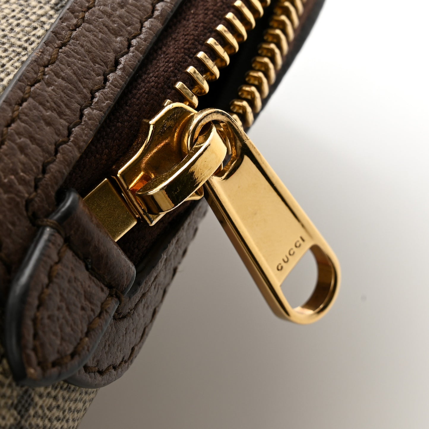 GG Supreme Monogram Textured Calfskin Web Large Ophidia Cosmetic Case Beige Ebony New Acero