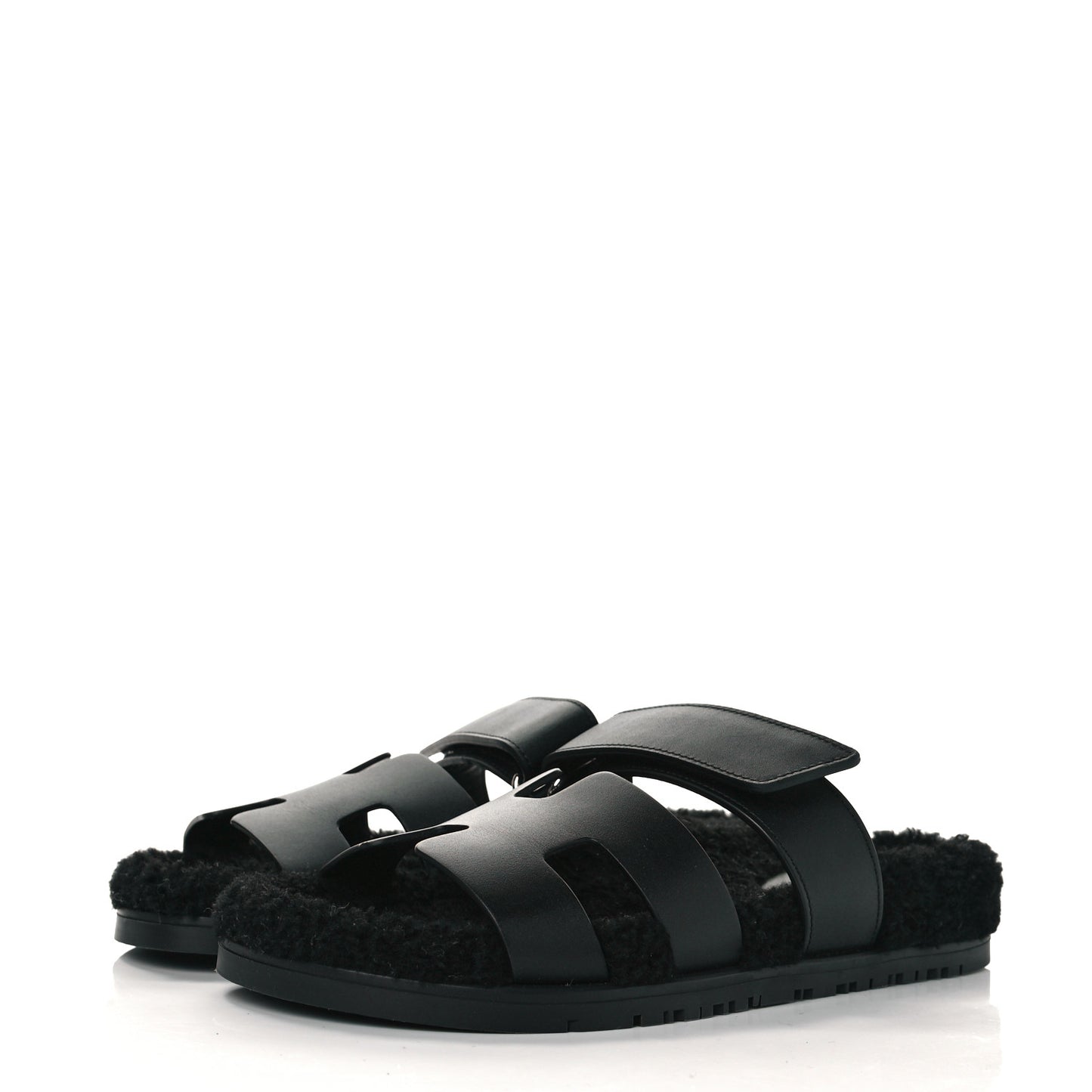 Calfskin Woolskin Womens Chypre Sandals 37.5 Black