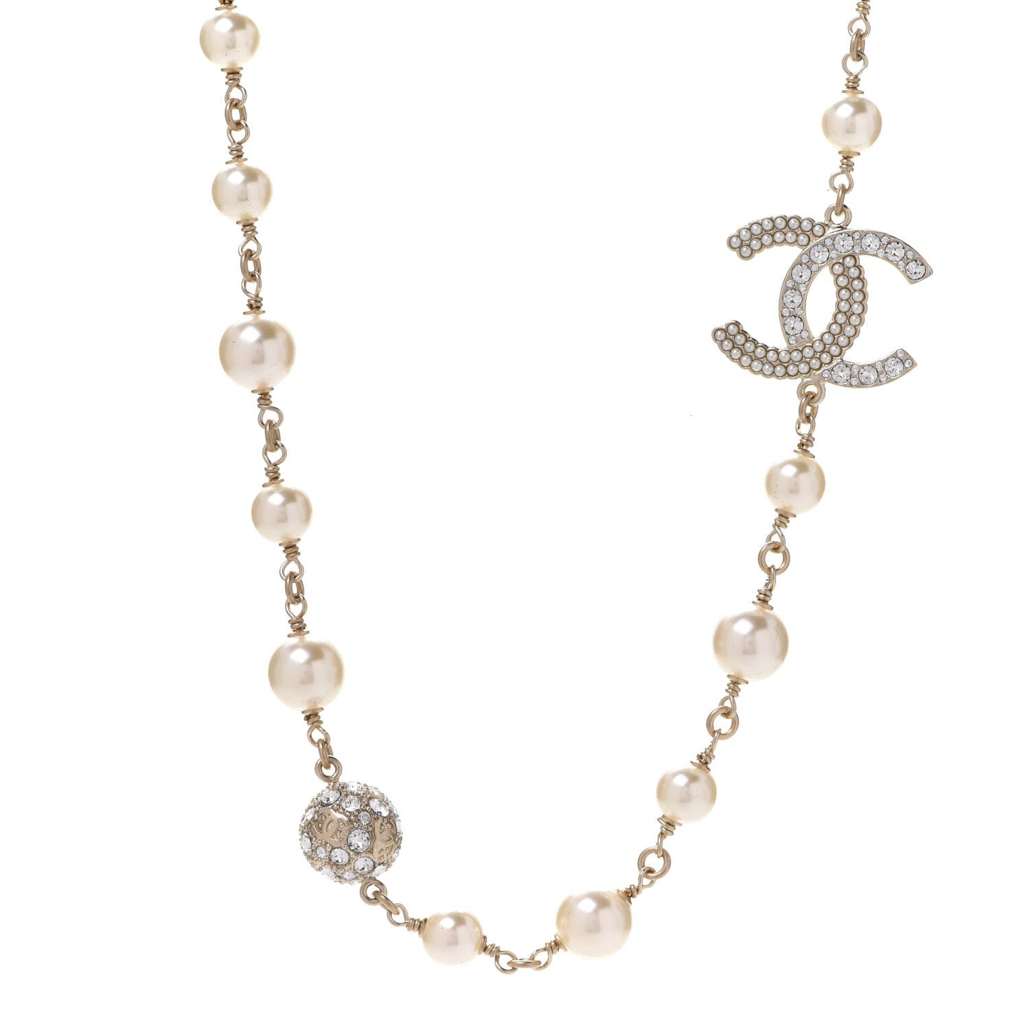Chanel Pearl CC Short Necklace Gold 1 of 7