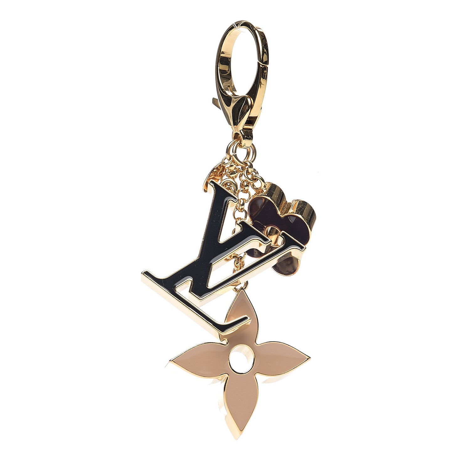 Fleur De Monogram Bag Charm Dore