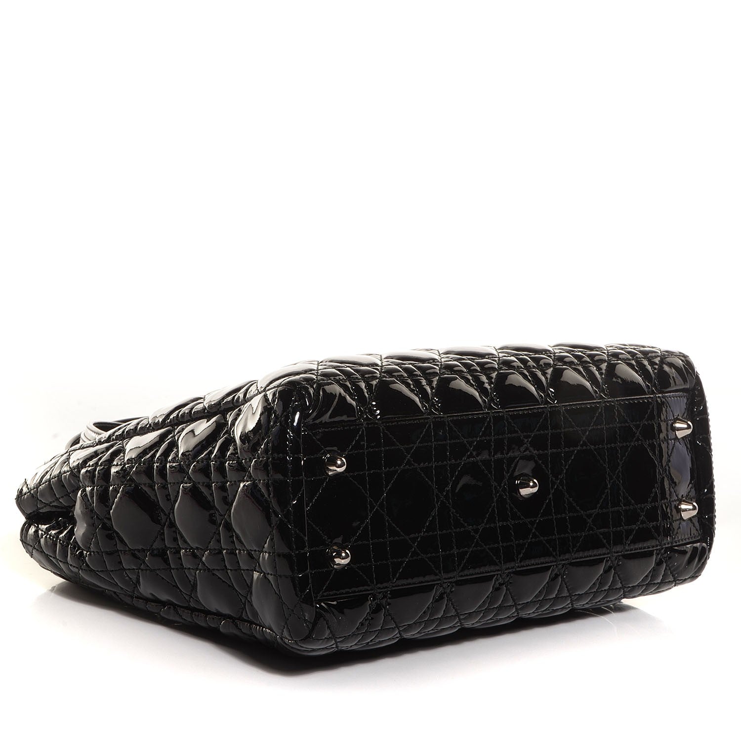 Christian Dior Patent Cannage Dior Soft Shopping Tote Black 4 of 8