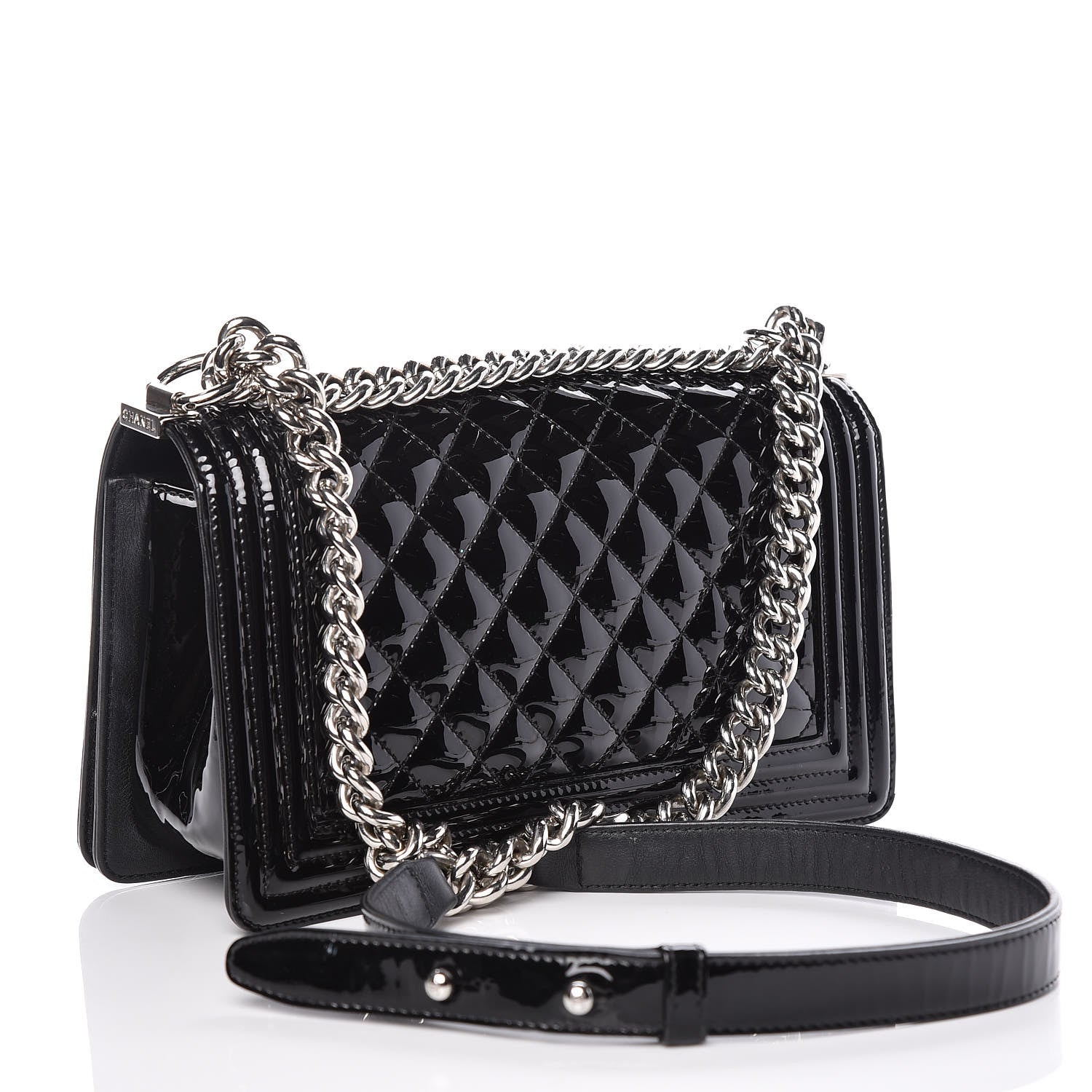 Chanel Patent Calfskin Quilted Medium Plexiglass Boy Flap Black 3 of 15