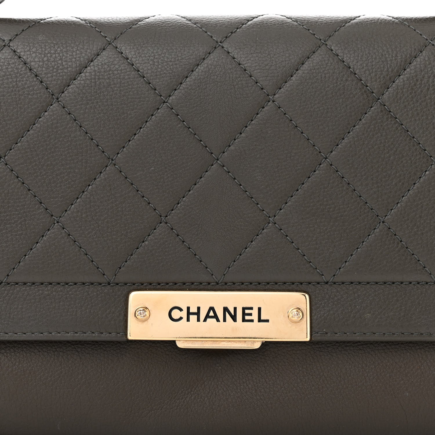 Chanel Grained Calfskin Quilted Medium Label Click Flap Bag Khaki 8 of 10