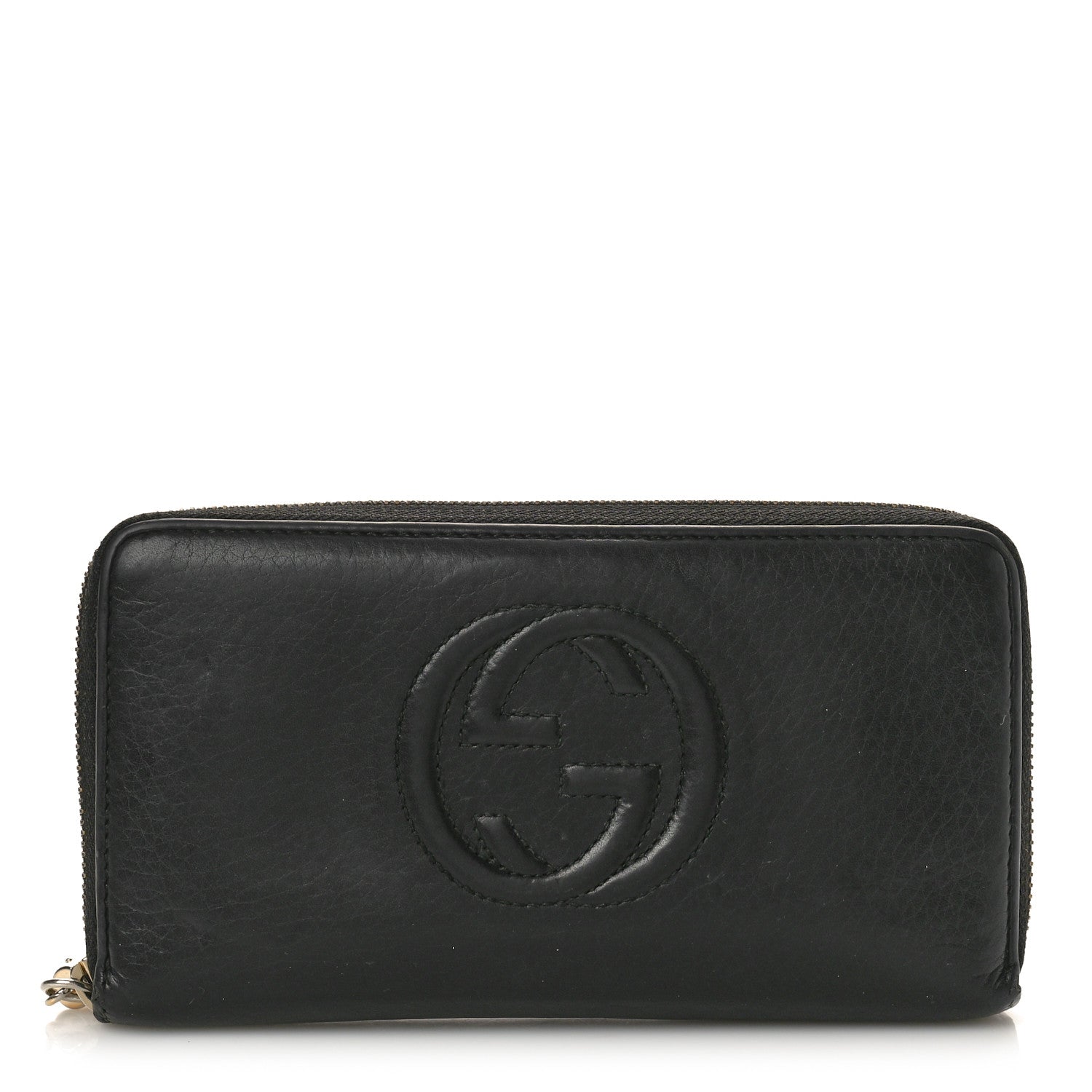 Gucci Pebbled Calfskin Soho Zip Around Wallet Black 1 of 9